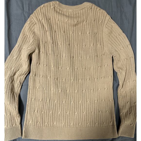 Express Men's 100% Cotton Crew Neck Warm Cable Knit Sweater Pecan Size Medium - Picture 3 of 3